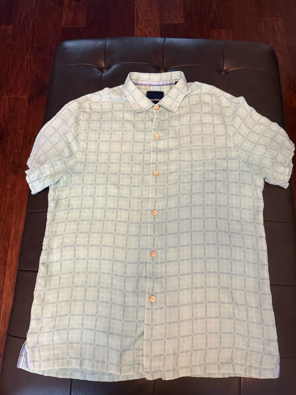 Tommy Bahama Pale Blue Windowpane Short-Sleeve Button-Down Shirt